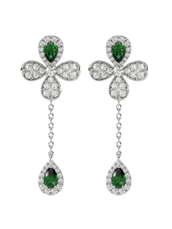 Floral White Gold Drop Earrings sold by Marchesa