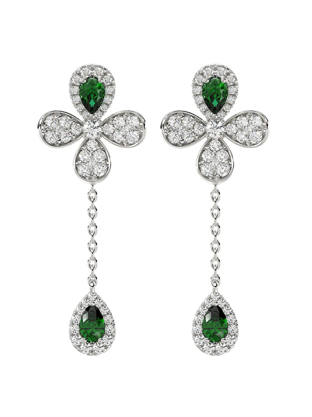 Floral White Gold Drop Earrings sold by Marchesa