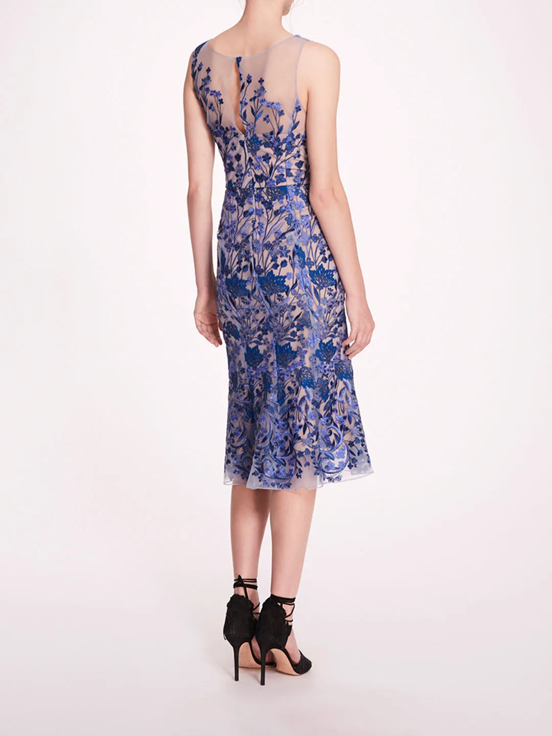 Embroidered Tulle Midi Dress sold by Marchesa product image thumbnail 2
