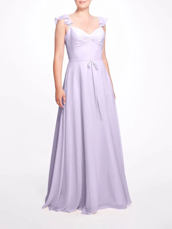 Naples Ruffle Strap Gown sold by Marchesa