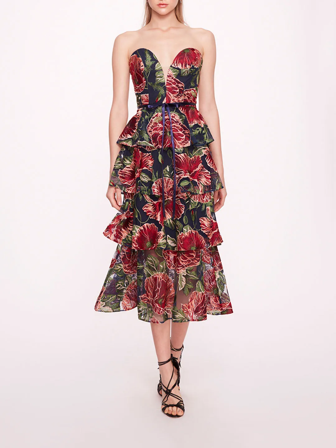 Embroidered Plunging Midi Dress sold by Marchesa