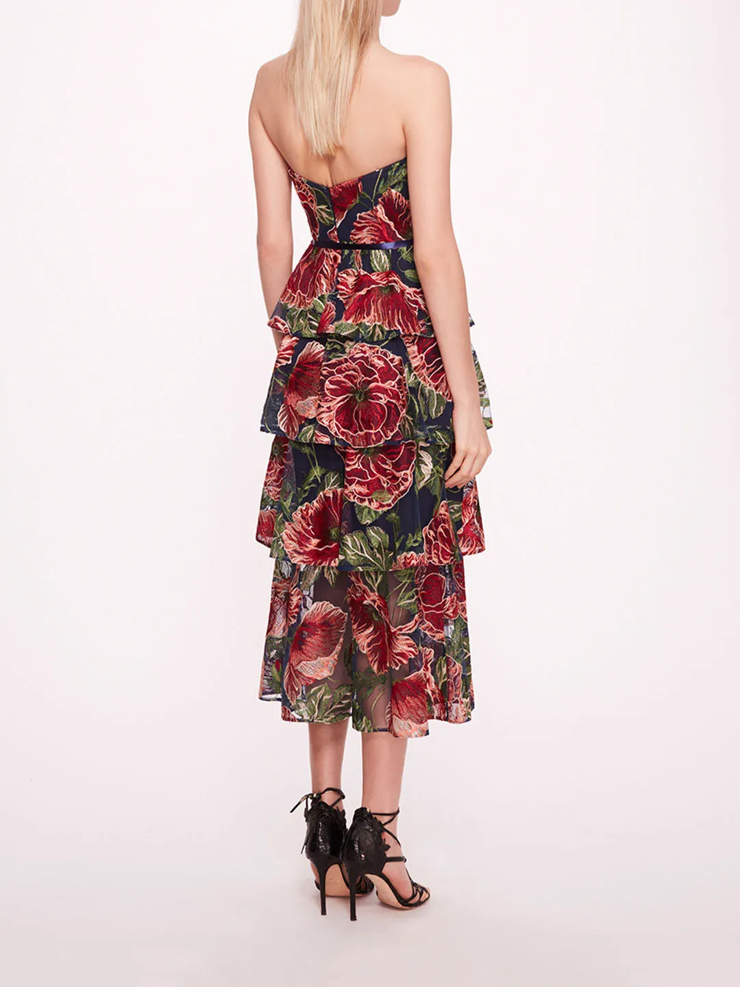Embroidered Plunging Midi Dress sold by Marchesa product image thumbnail 2