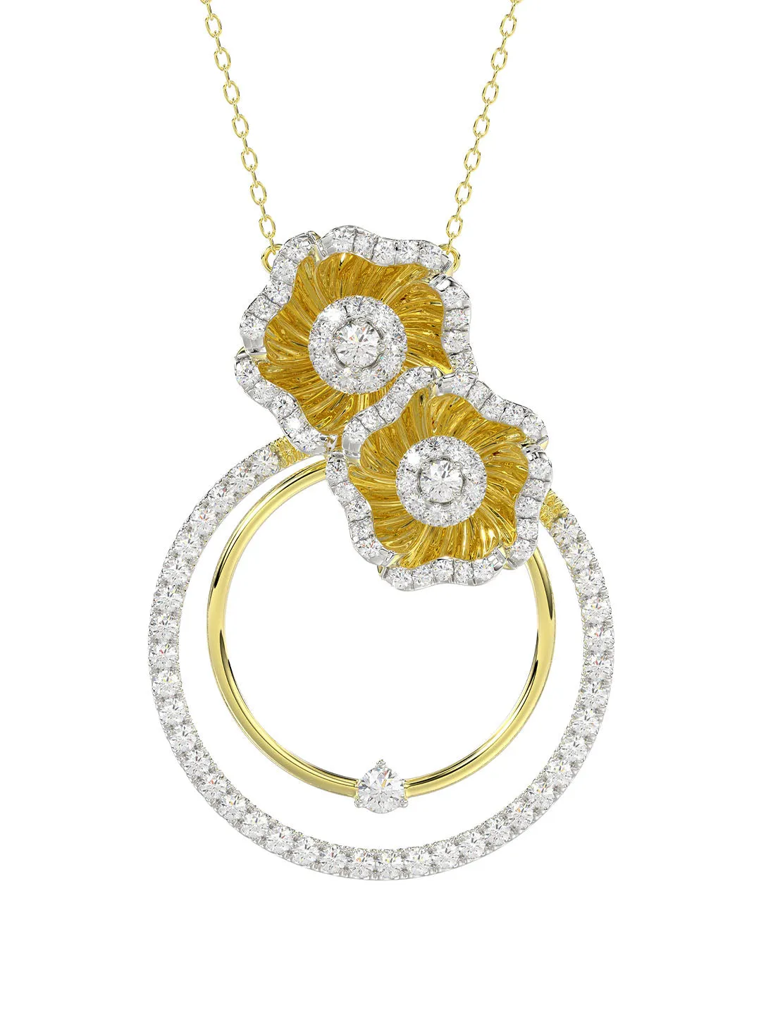 Halo Flower Yellow Gold Pendant Necklace sold by Marchesa product image thumbnail 2