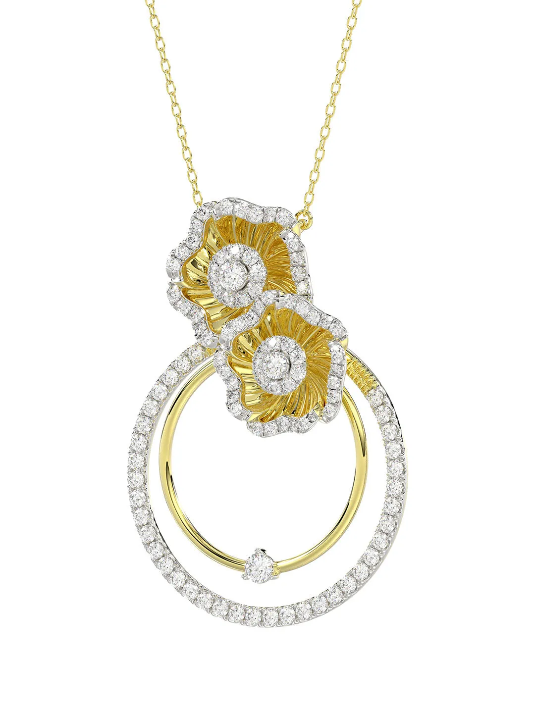 Halo Flower Yellow Gold Pendant Necklace sold by Marchesa product image thumbnail 3