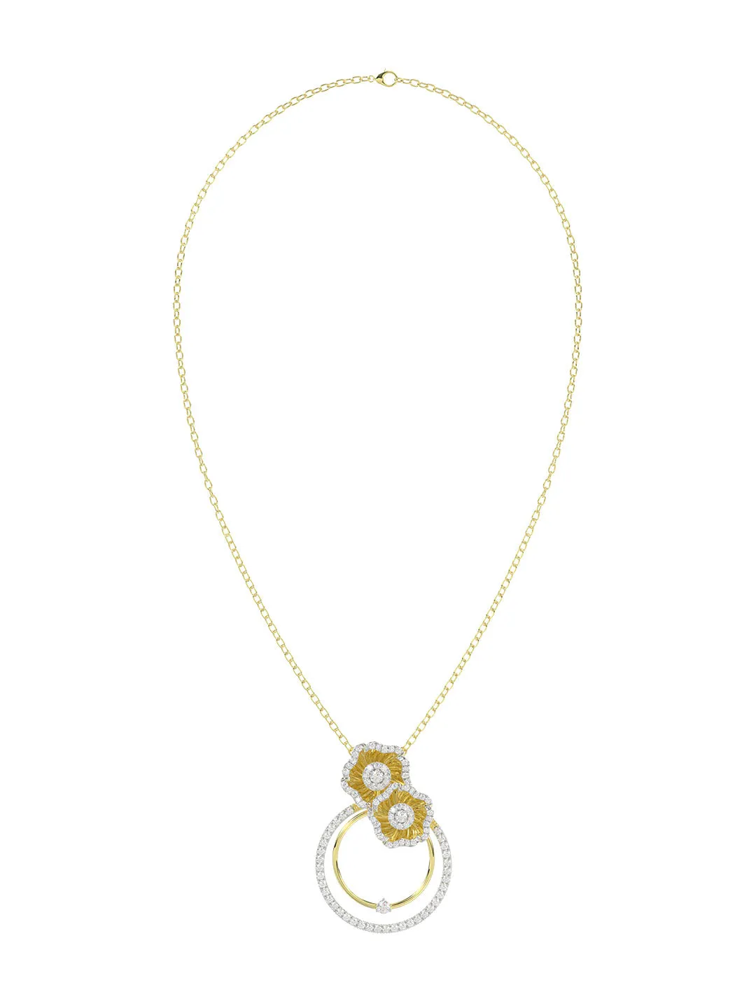 Halo Flower Yellow Gold Pendant Necklace sold by Marchesa