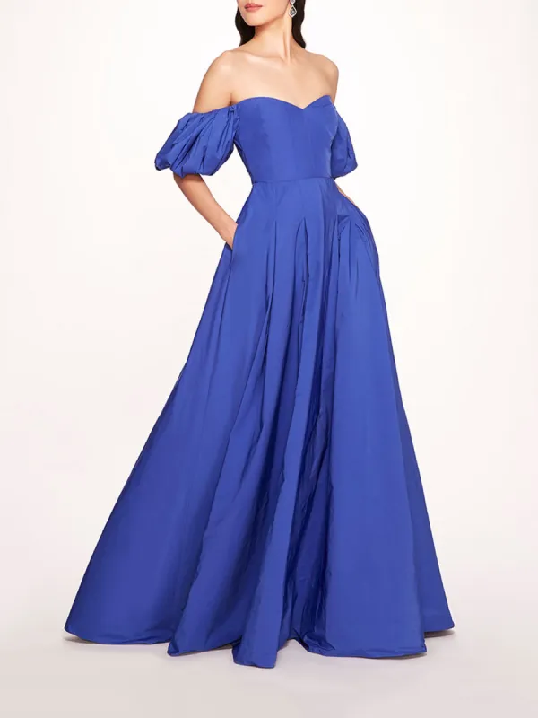 Balloon Sleeve Taffeta Gown sold by Marchesa