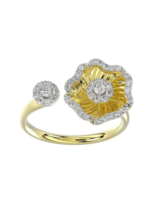 Halo Flower Yellow Gold Ring sold by Marchesa