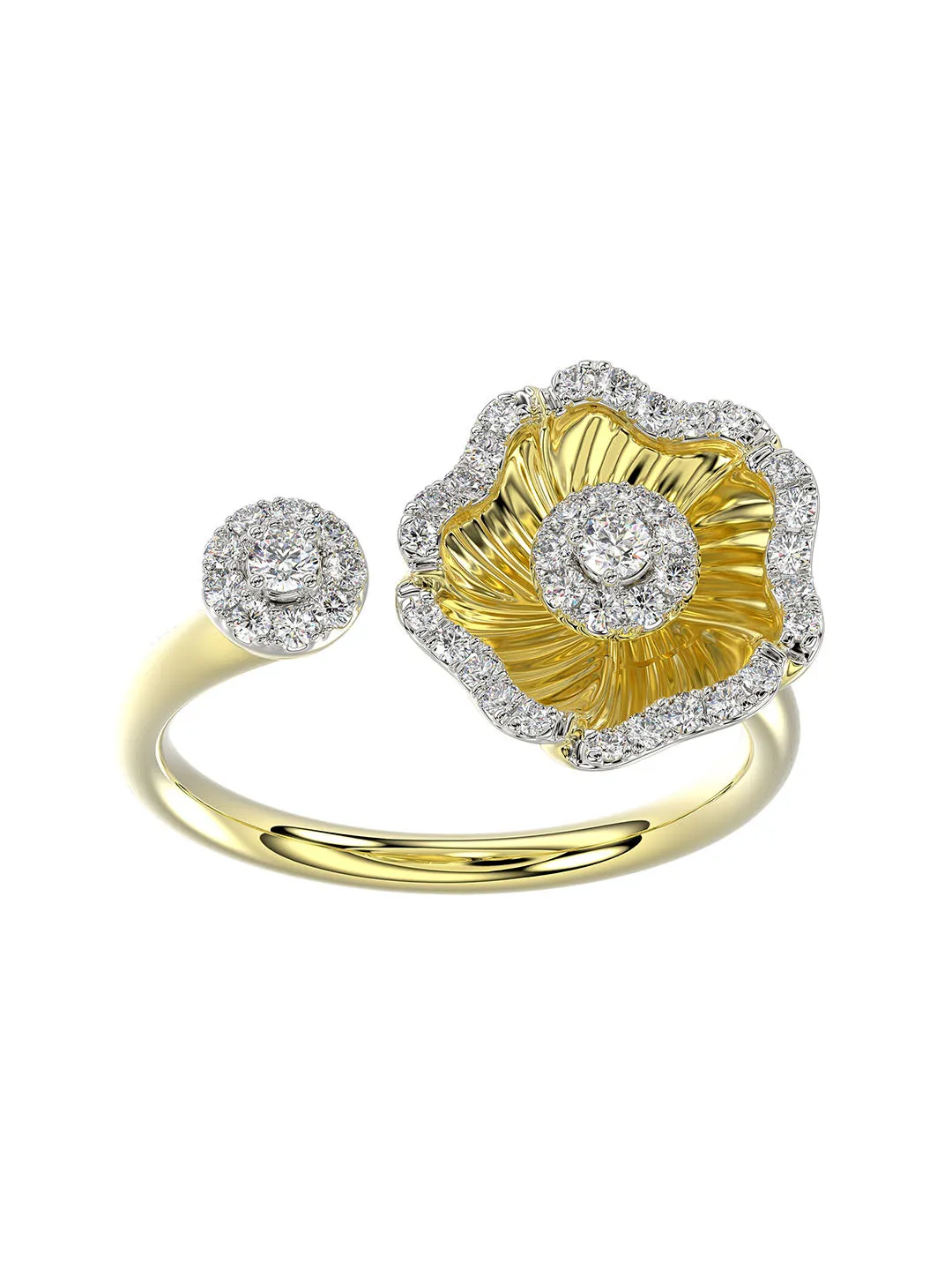 Halo Flower Yellow Gold Ring sold by Marchesa