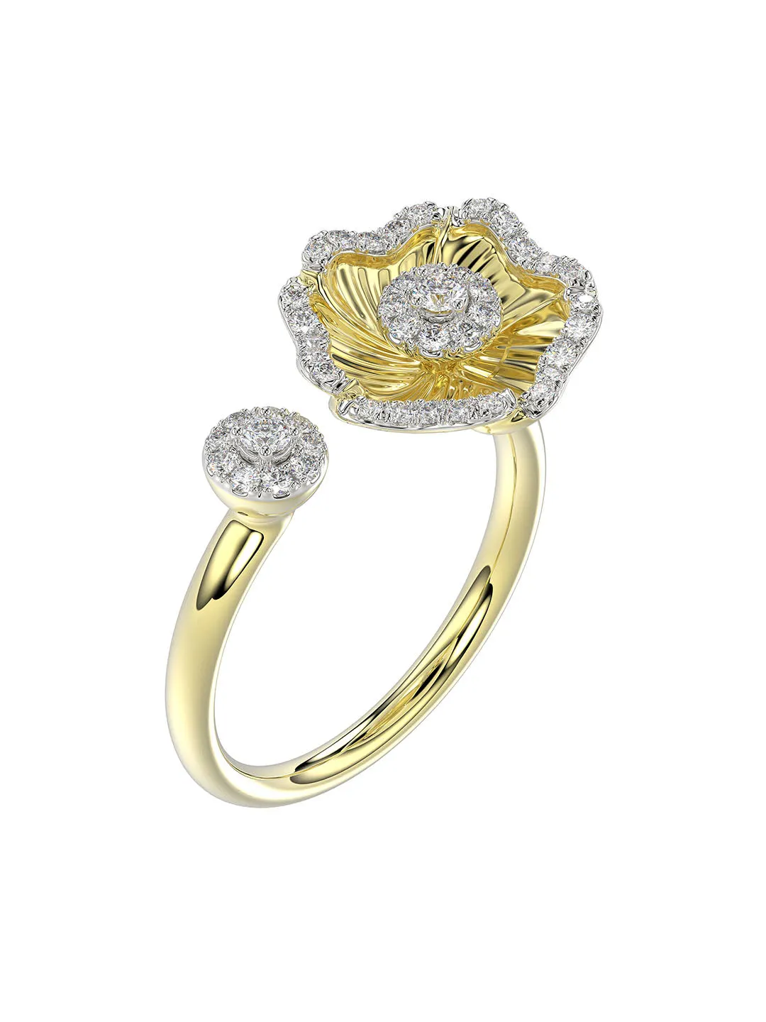Halo Flower Yellow Gold Ring sold by Marchesa product image thumbnail 3