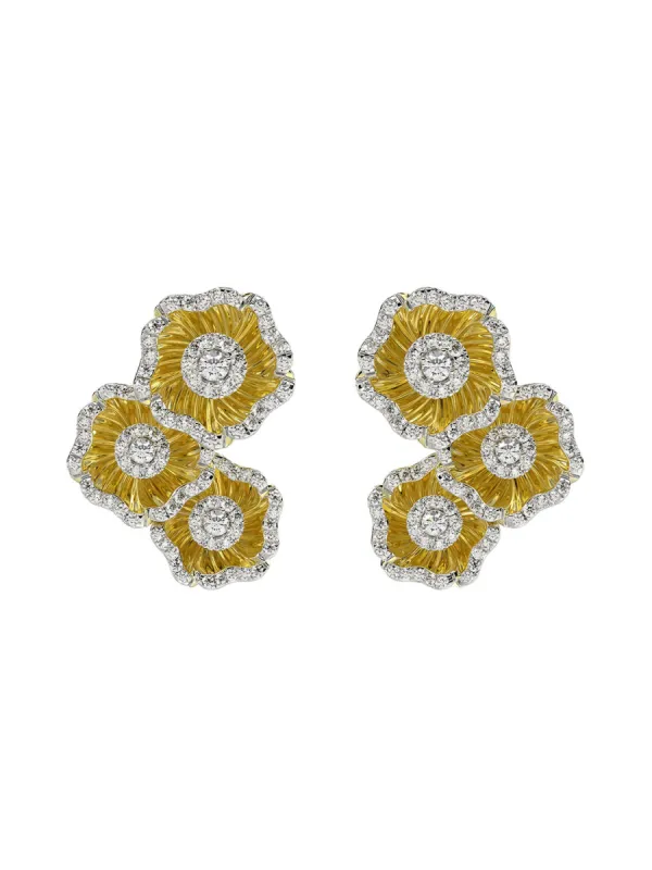 Halo Flower Yellow Gold Earrings sold by Marchesa