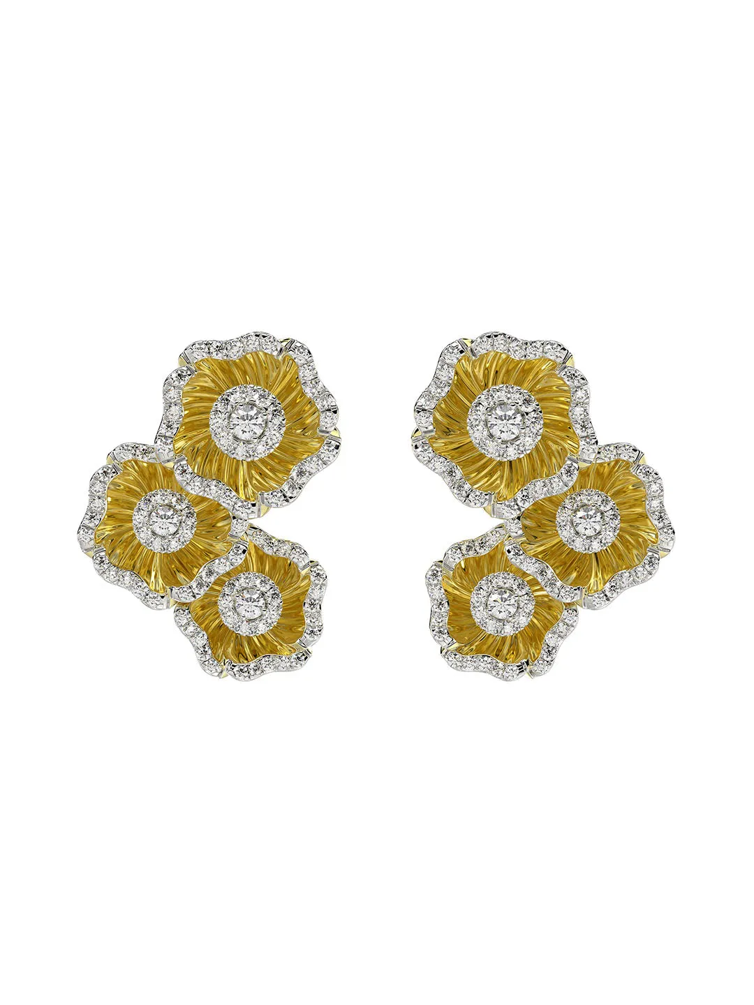 Halo Flower Yellow Gold Earrings sold by Marchesa