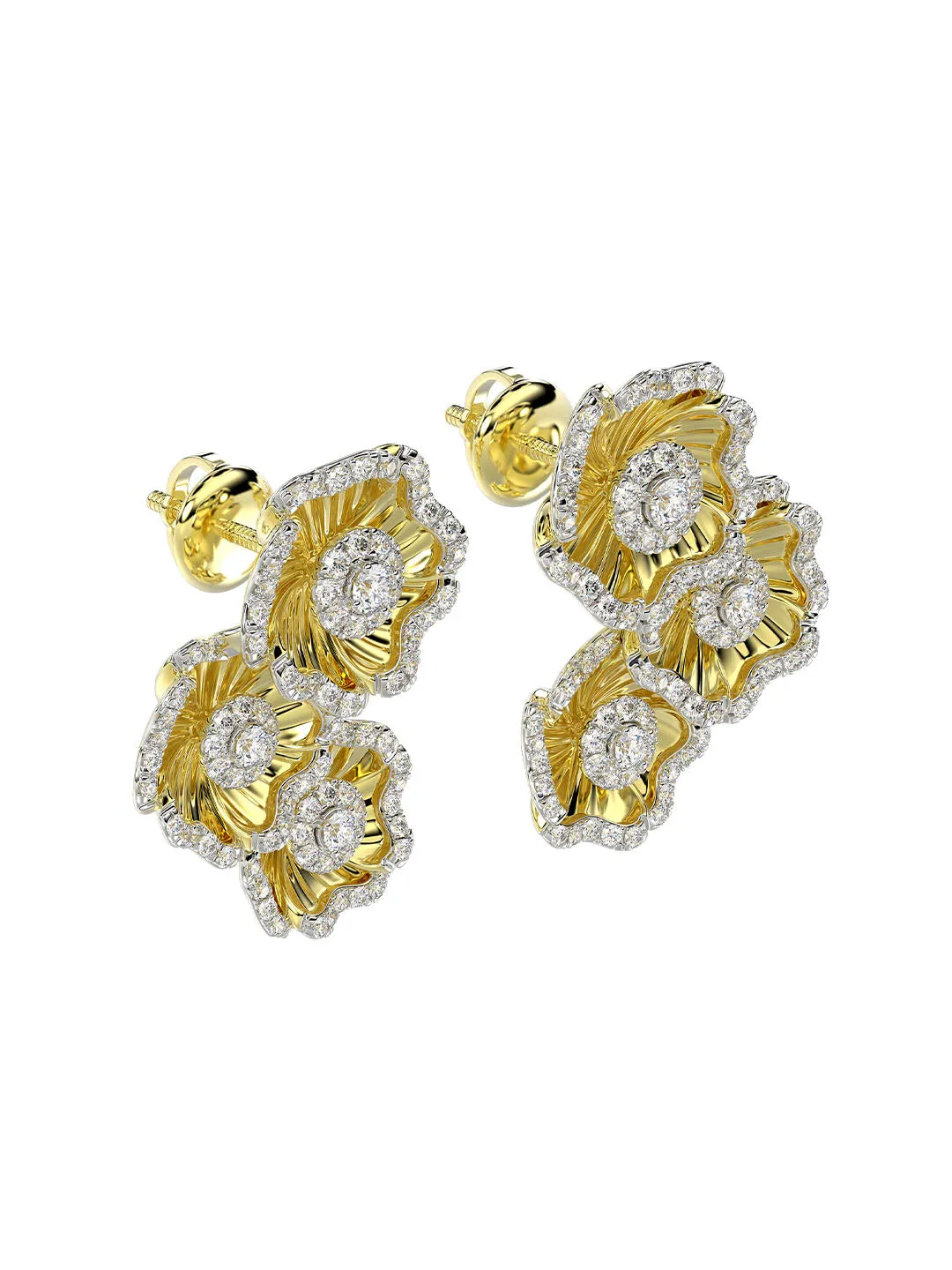 Halo Flower Yellow Gold Earrings sold by Marchesa product image thumbnail 3