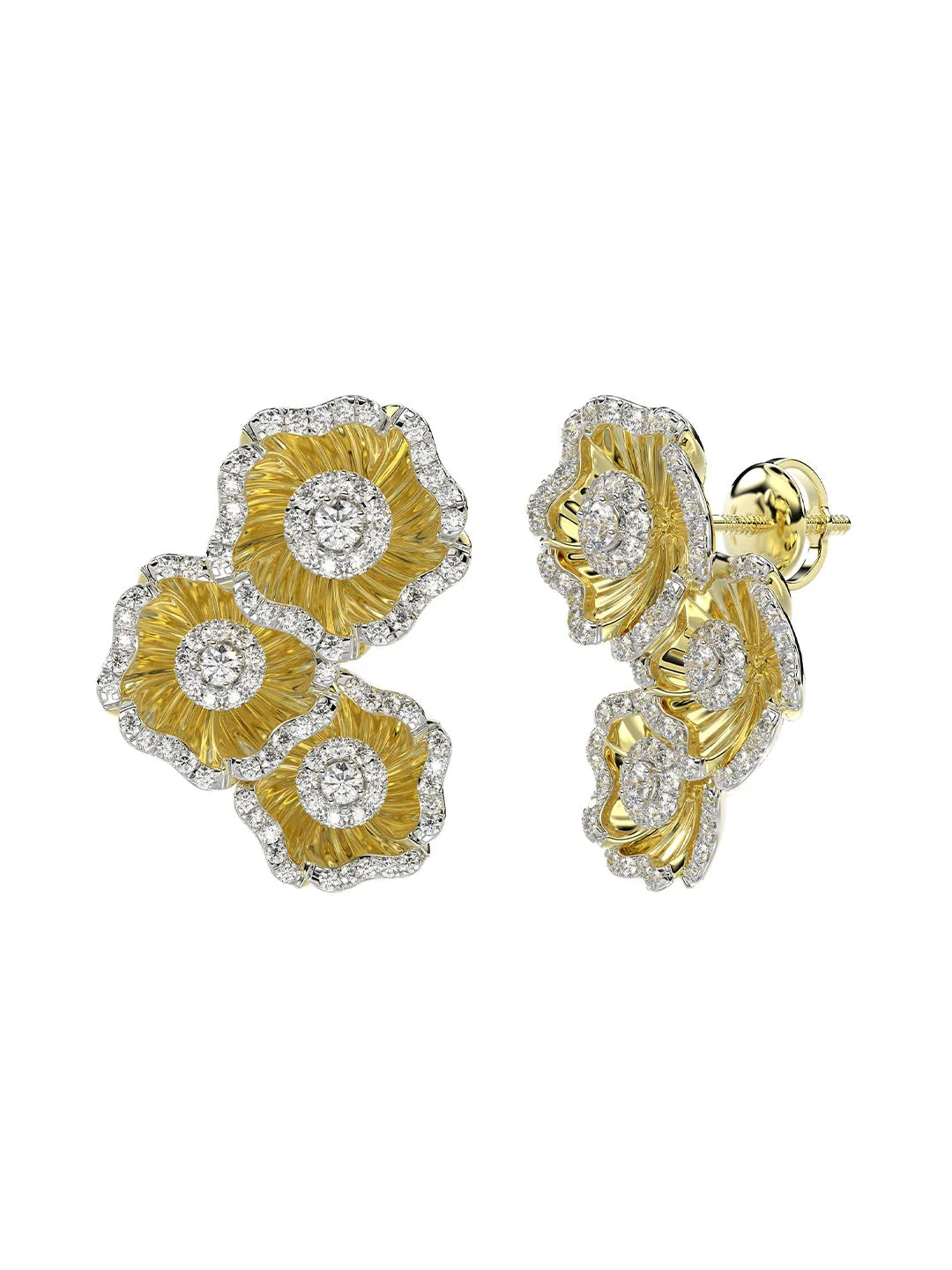 Halo Flower Yellow Gold Earrings sold by Marchesa product image thumbnail 2