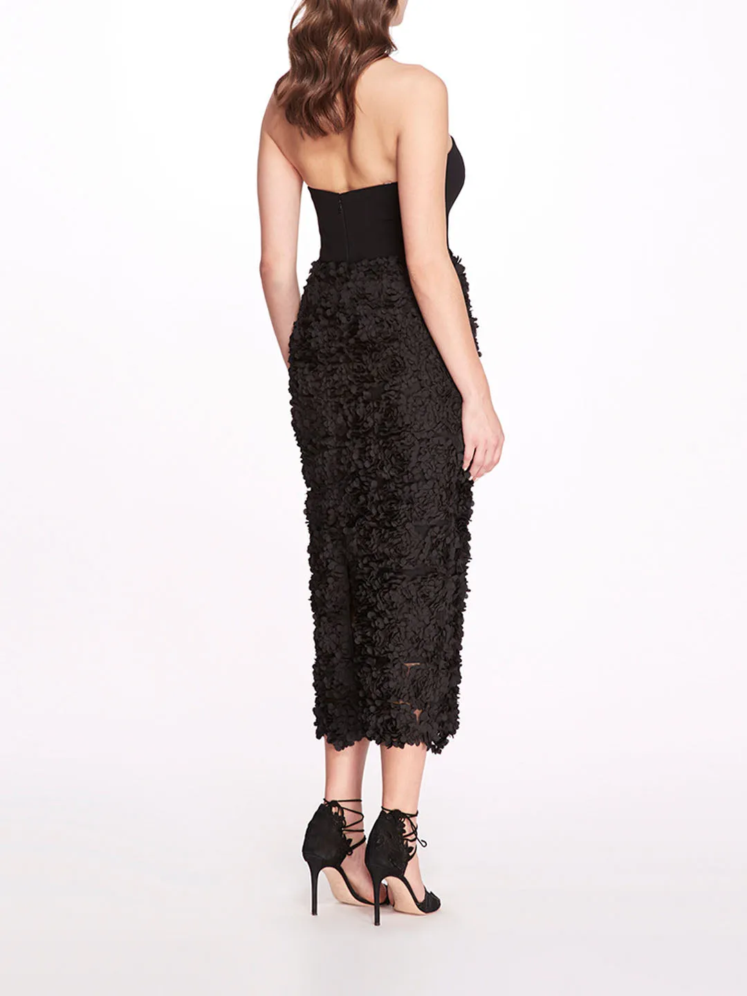 Strapless Tea-Length Rosette Pencil Dress sold by Marchesa product image thumbnail 2