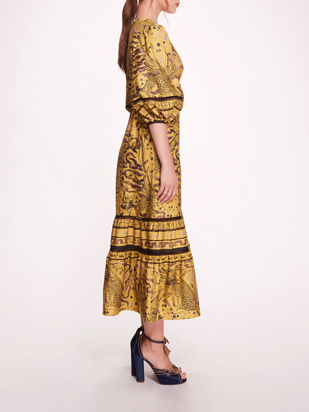 Flying Cheetah Tiered Midi Dress sold by Marchesa product image thumbnail 3