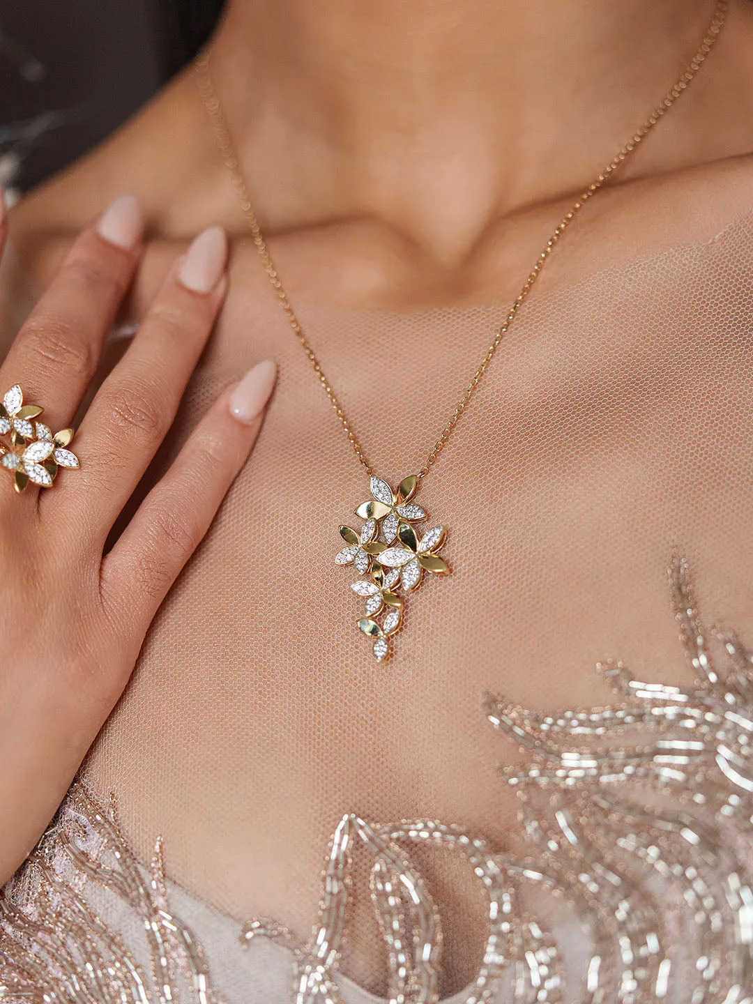 Wild Flower Yellow Gold Pendant Necklace sold by Marchesa product image thumbnail 3