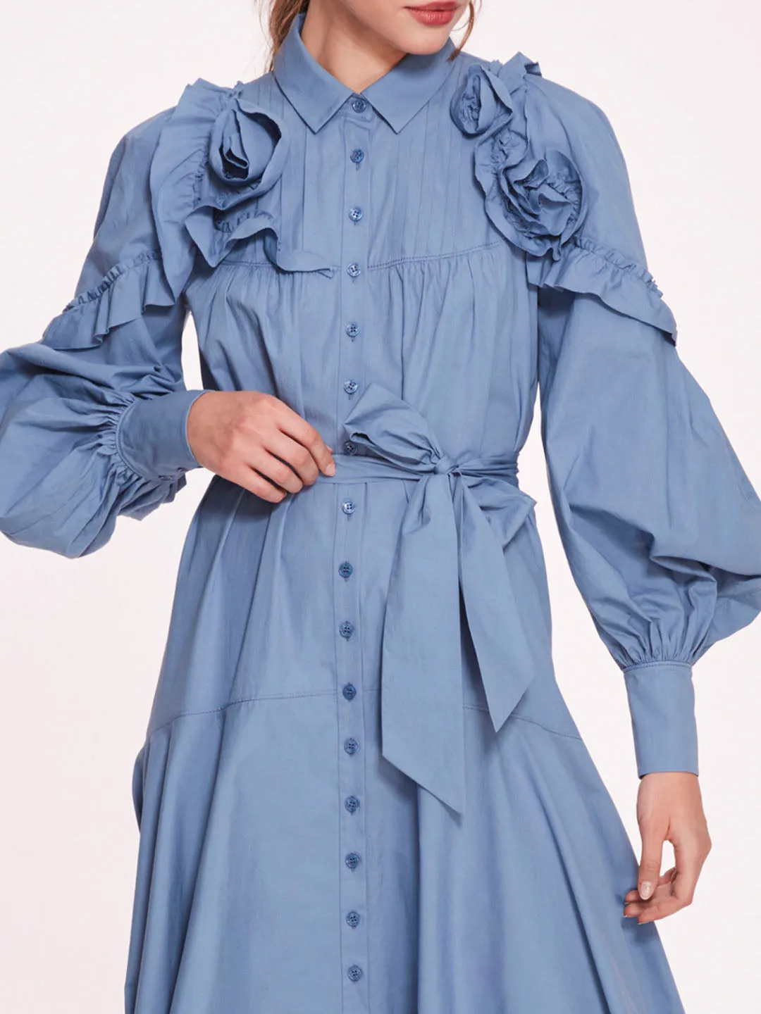 Rosette Ruffle Midi Dress sold by Marchesa product image thumbnail 4