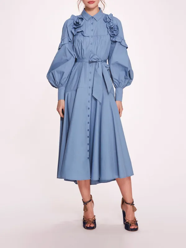 Rosette Ruffle Midi Dress sold by Marchesa