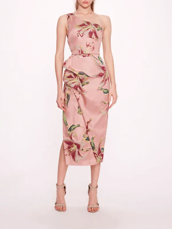 One Shoulder Drape Midi Dress sold by Marchesa