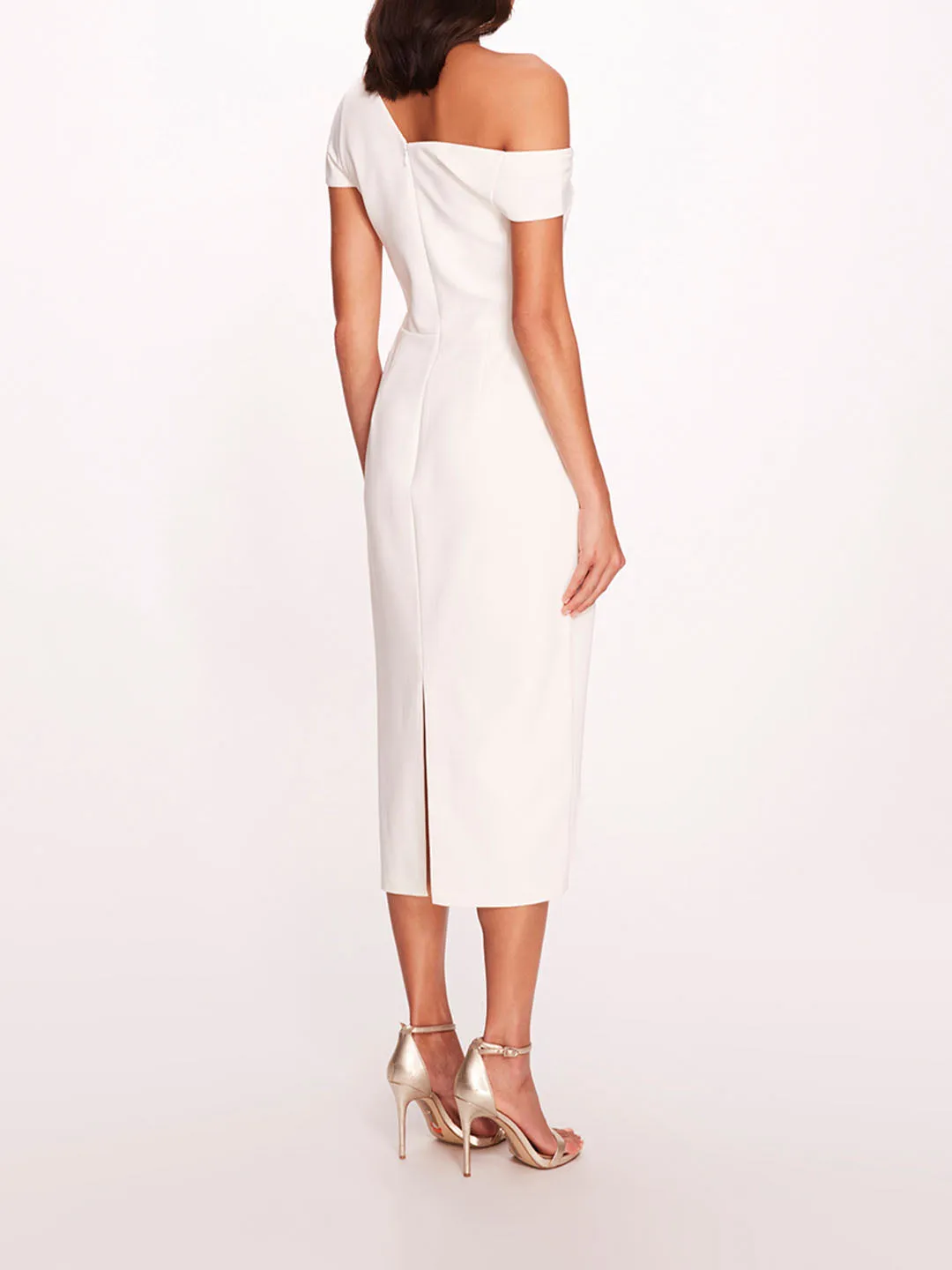 Asymmetrical Crepe Midi Dress sold by Marchesa product image thumbnail 2