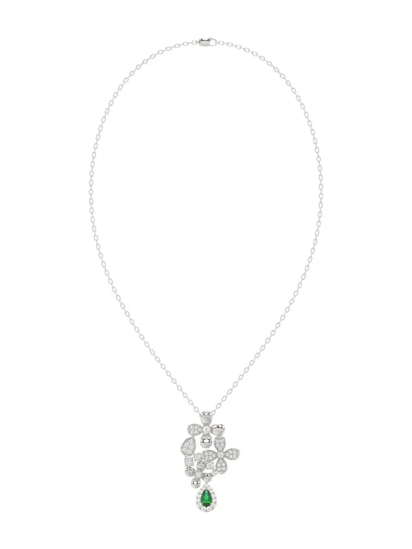 Floral White Gold Pendant Necklace sold by Marchesa