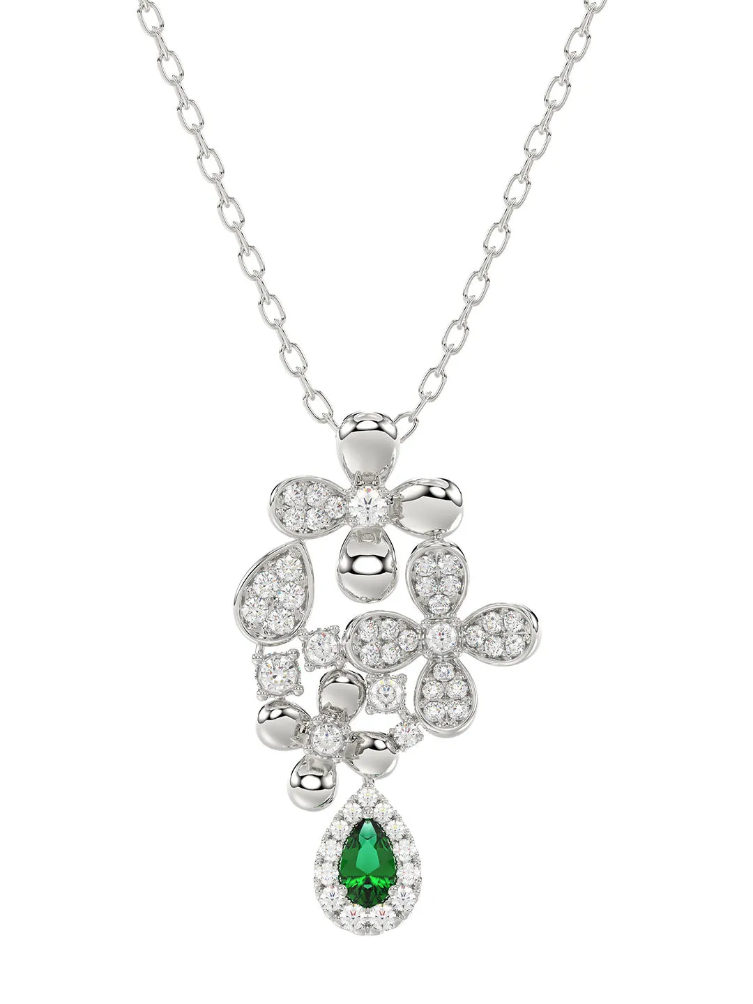 Floral White Gold Pendant Necklace sold by Marchesa product image thumbnail 2