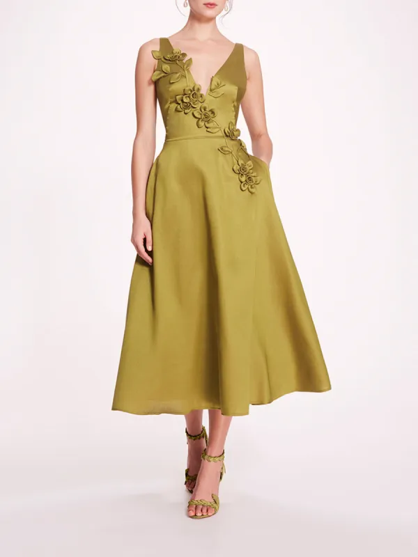 Floral Mikado Midi Dress sold by Marchesa