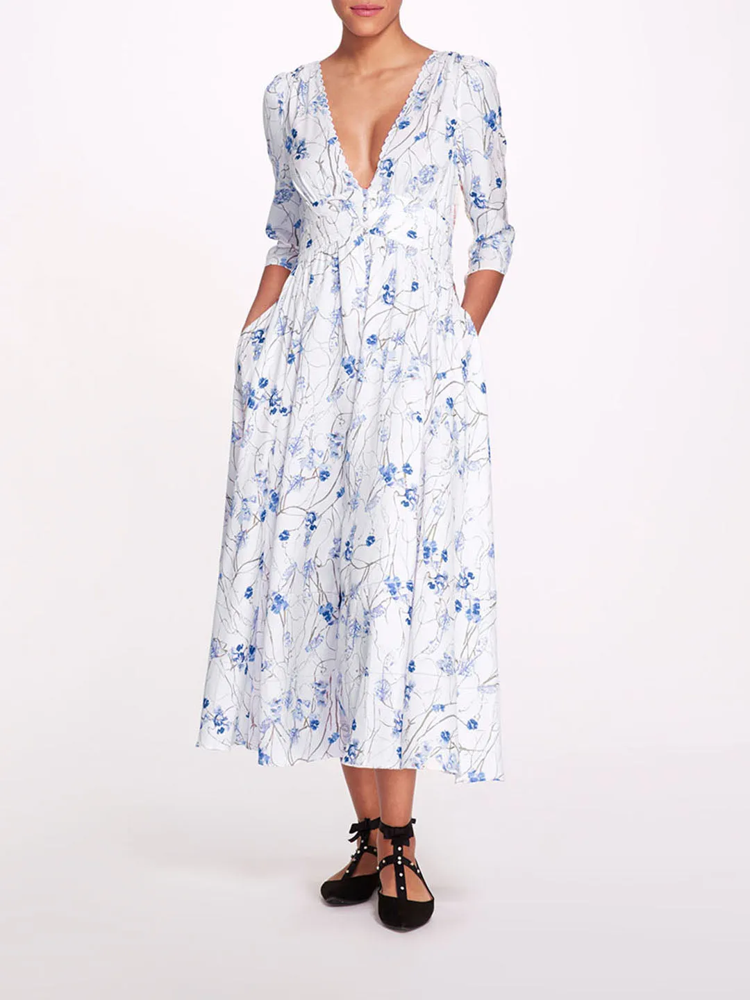 Vintage Carnation Sateen Midi Dress sold by Marchesa