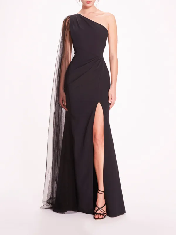 One Shoulder Cape Gown sold by Marchesa