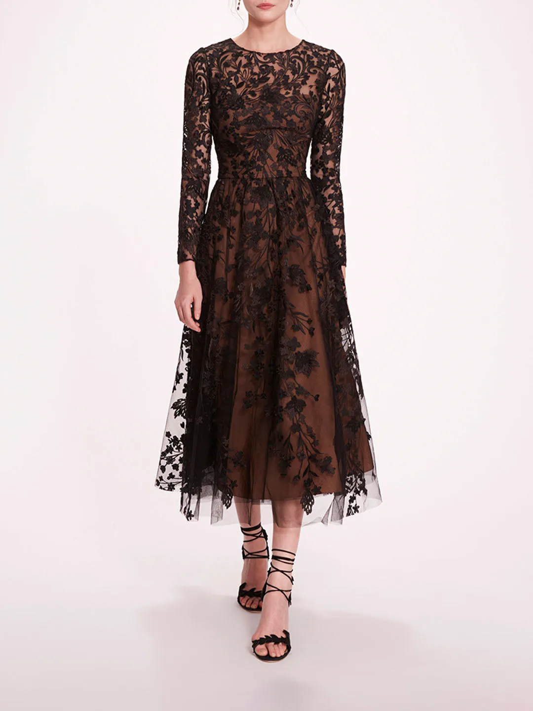 Long Sleeve Tulle Midi Dress sold by Marchesa
