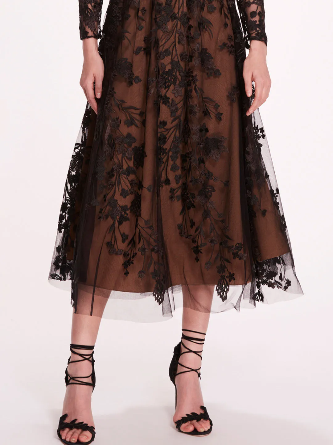 Long Sleeve Tulle Midi Dress sold by Marchesa product image thumbnail 4