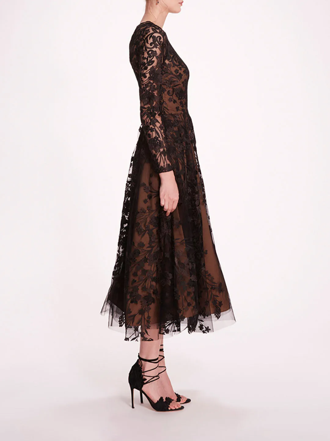 Long Sleeve Tulle Midi Dress sold by Marchesa product image thumbnail 3