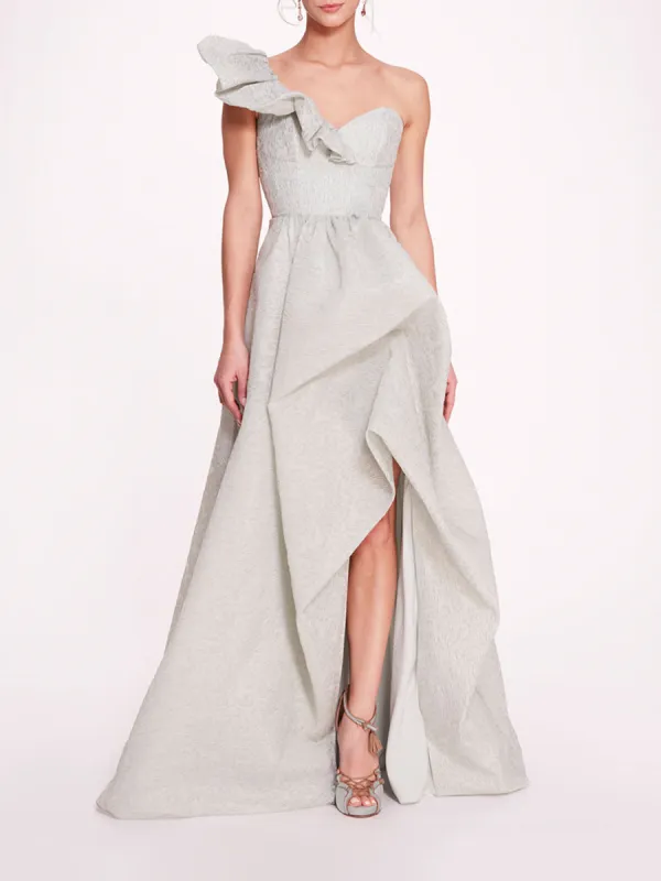 Cloque Draped Gown made by Marchesa