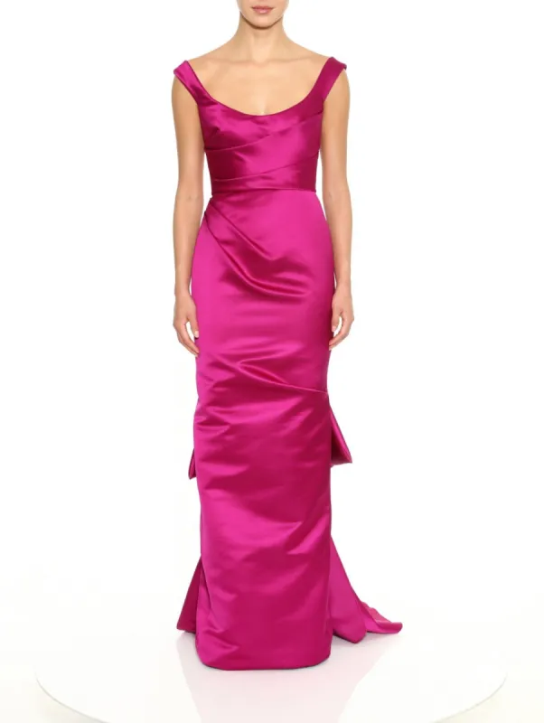 Off-the-Shoulder Faille Column Gown sold by Marchesa
