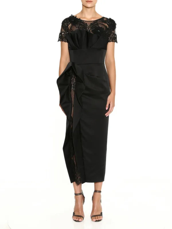 Short Sleeve Draped Bodice Cocktail Dress sold by Marchesa