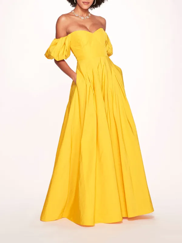 Balloon Sleeve Taffeta Gown sold by Marchesa