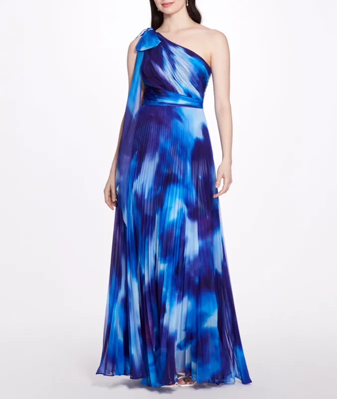 One Shoulder Pleated Gown sold by Marchesa