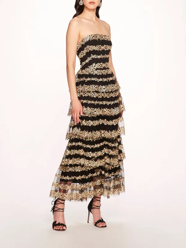 Metallic Filigree Midi Dress sold by Marchesa