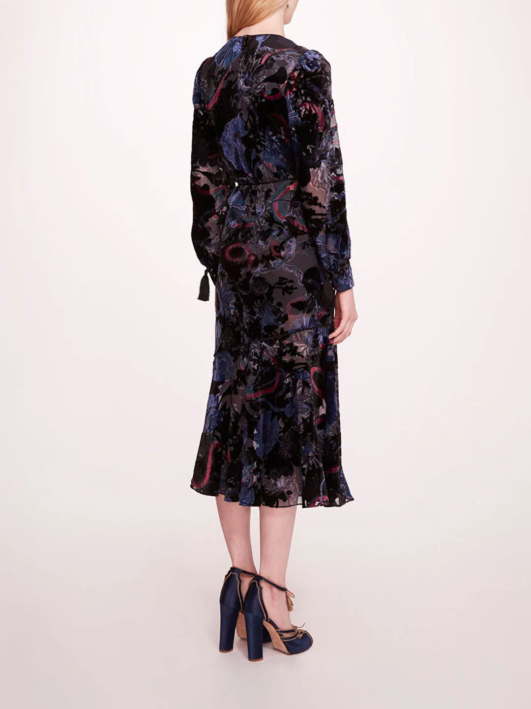 Velvet Burnout Floral Midi Dress sold by Marchesa product image thumbnail 2