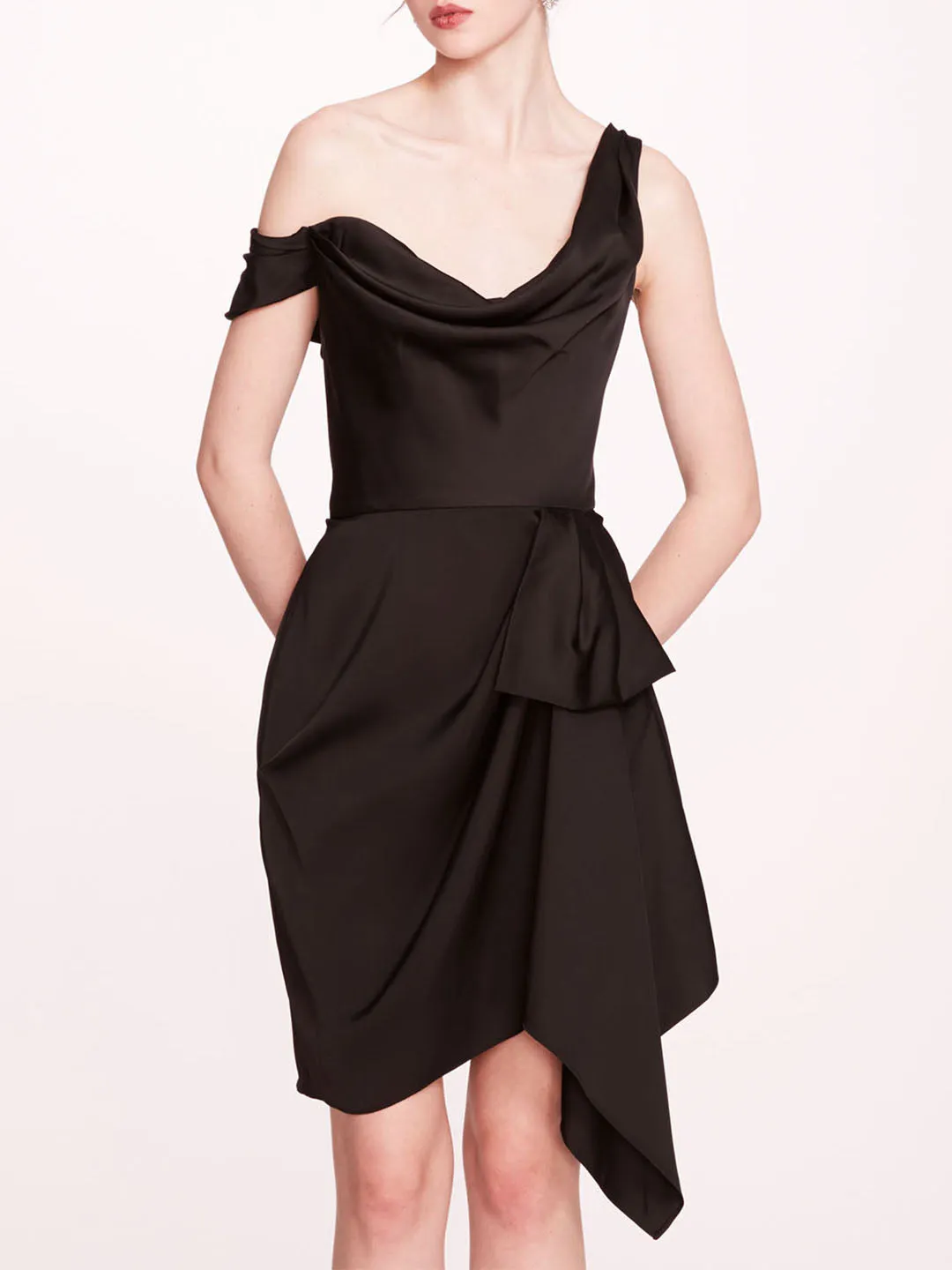 Asymmetrical Satin Mini Dress sold by Marchesa product image thumbnail 4