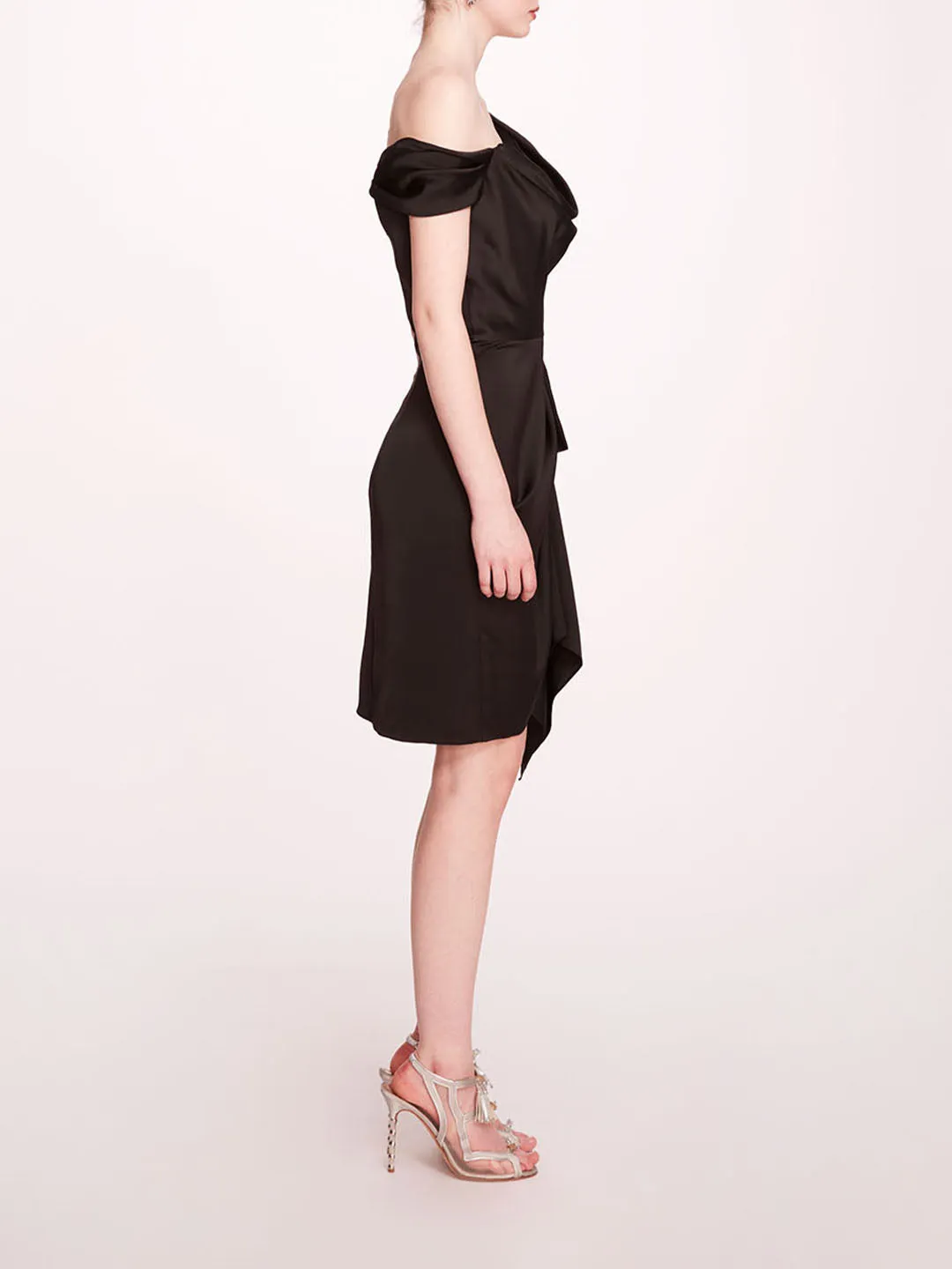 Asymmetrical Satin Mini Dress sold by Marchesa product image thumbnail 3