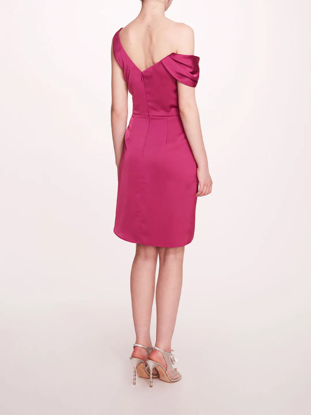 Asymmetrical Satin Mini Dress sold by Marchesa product image thumbnail 2