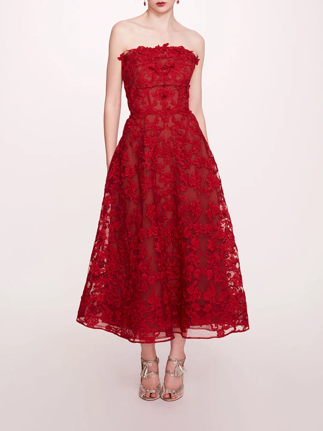 Strapless Corded Midi Dress sold by Marchesa