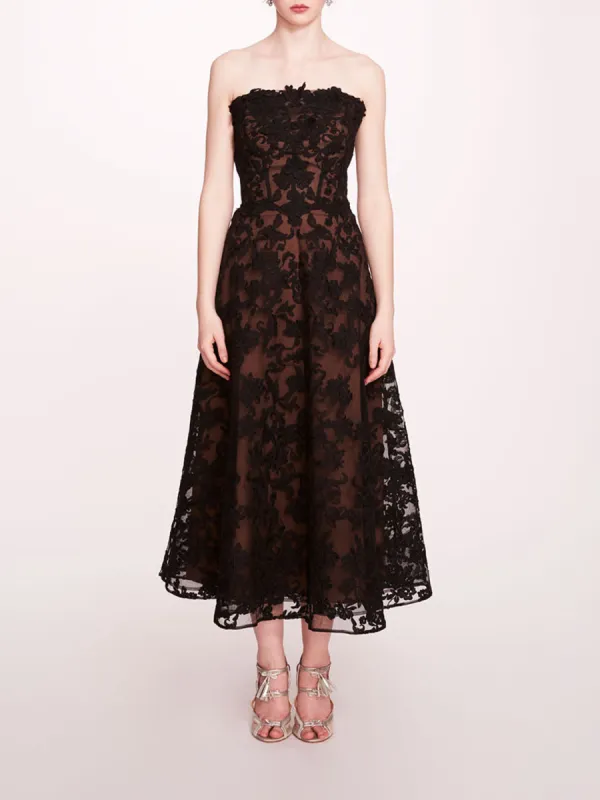 Strapless Corded Midi Dress sold by Marchesa