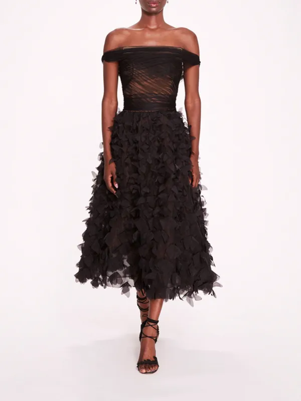 Draped Tulle Midi Dress sold by Marchesa
