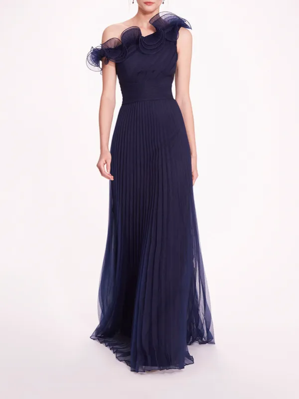 Pebble Organza Pleated Gown sold by Marchesa