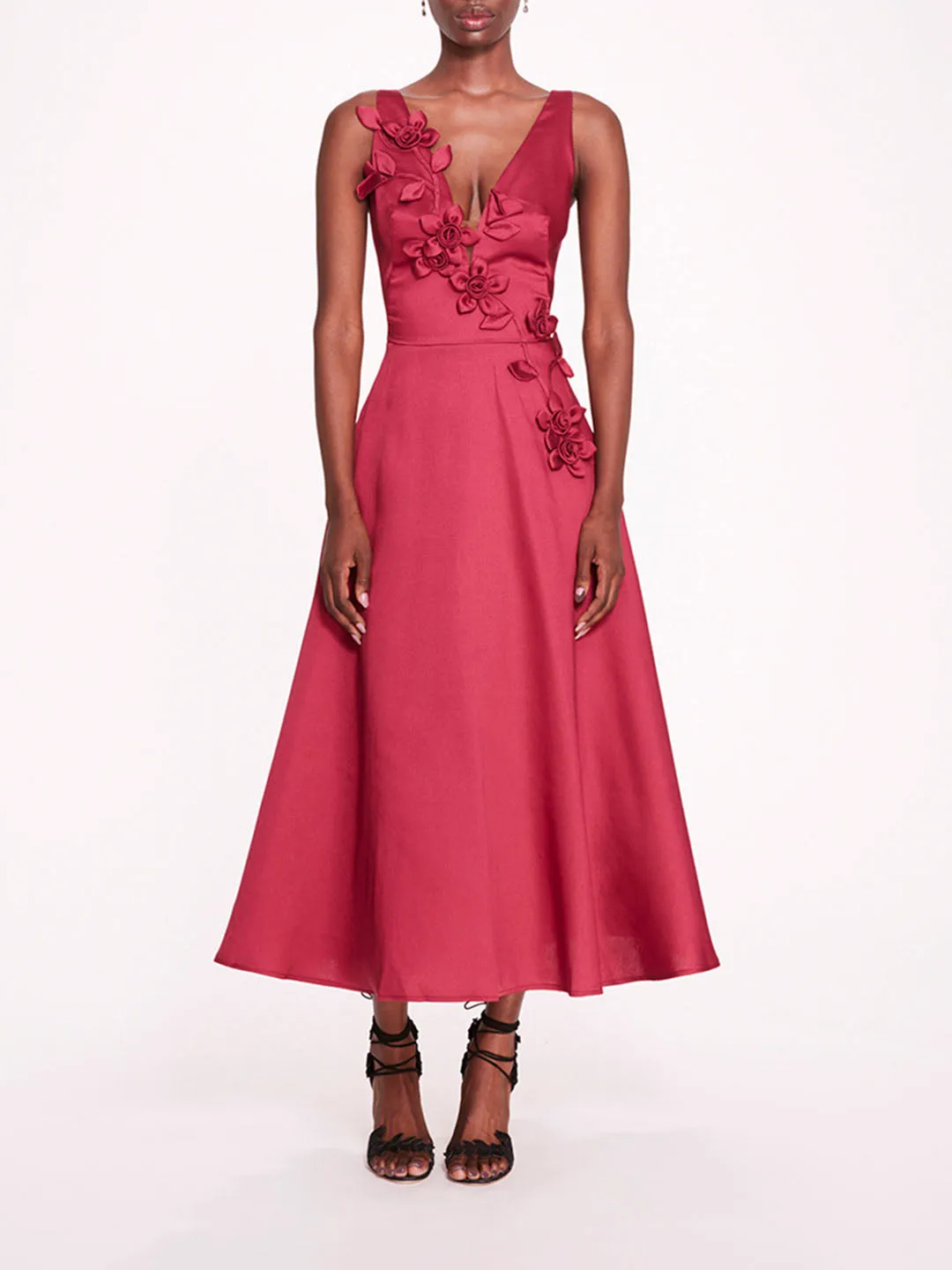 Floral Mikado Midi Dress sold by Marchesa