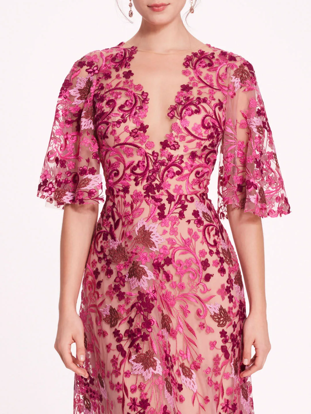 V-Neckline Tulle Gown sold by Marchesa product image thumbnail 4