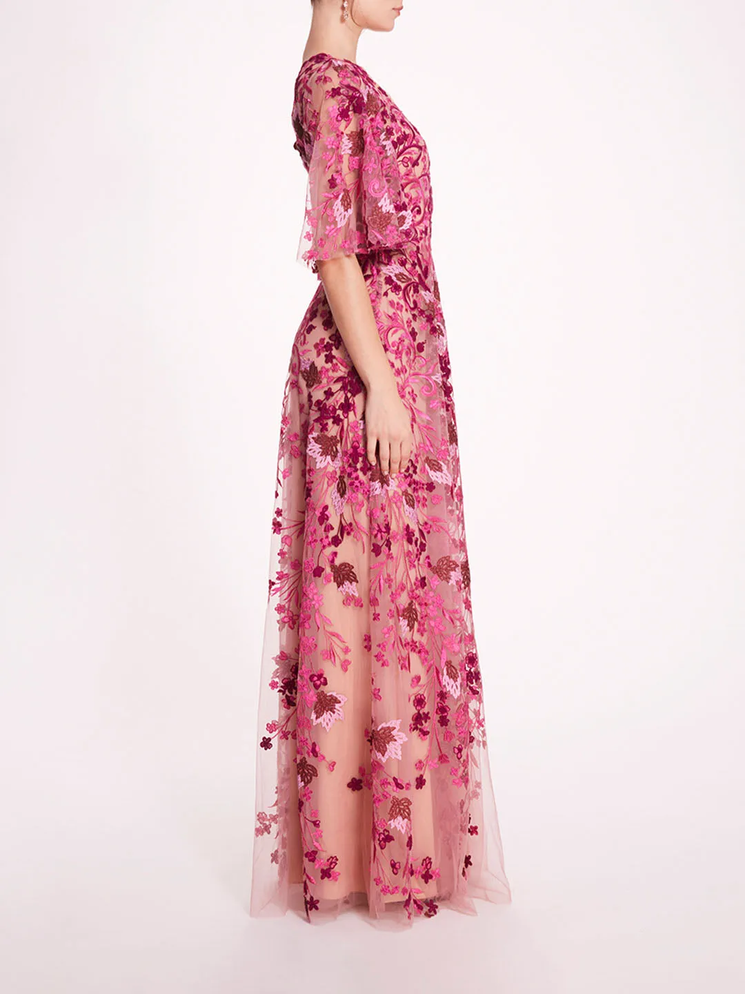 V-Neckline Tulle Gown sold by Marchesa product image thumbnail 3