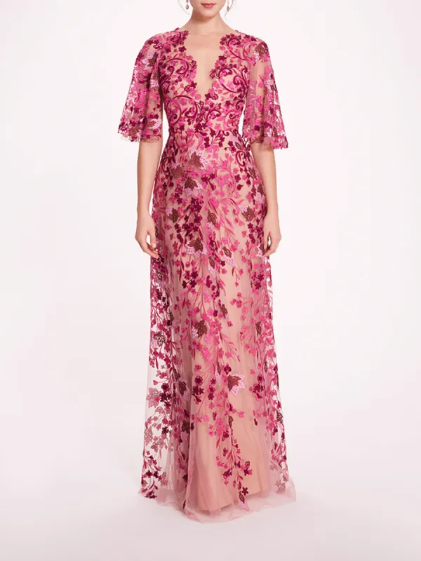 V-Neckline Tulle Gown sold by Marchesa